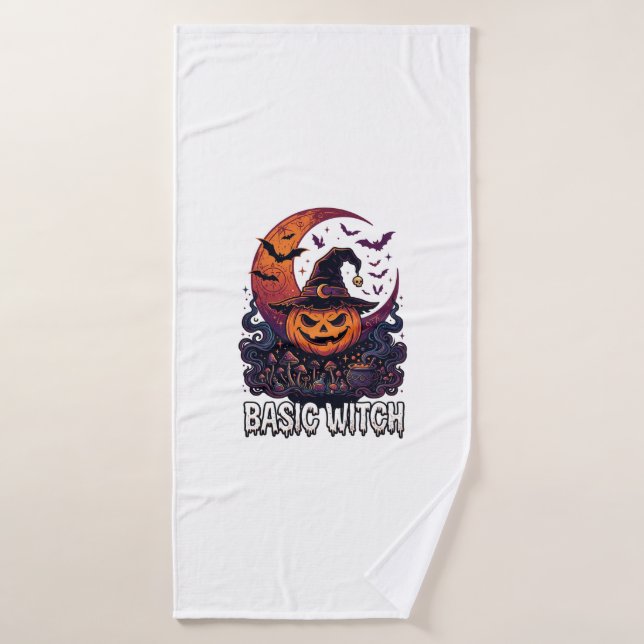 Conjunto De Toalhas Bruxa Básica de Abóbora de Halloween Crescente Lua (Toalha de Banho)