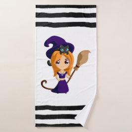Conjunto De Toalhas Bruxa Bonita no Halloween do Chapéu Roxo