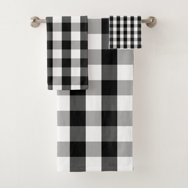 Conjunto De Toalhas Buffalo - fazenda Cheque preto e branco (Insitu)