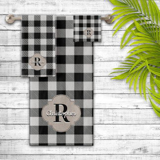 Conjunto De Toalhas Buffalo Negro e Branco Cheque Farmhouse Russo