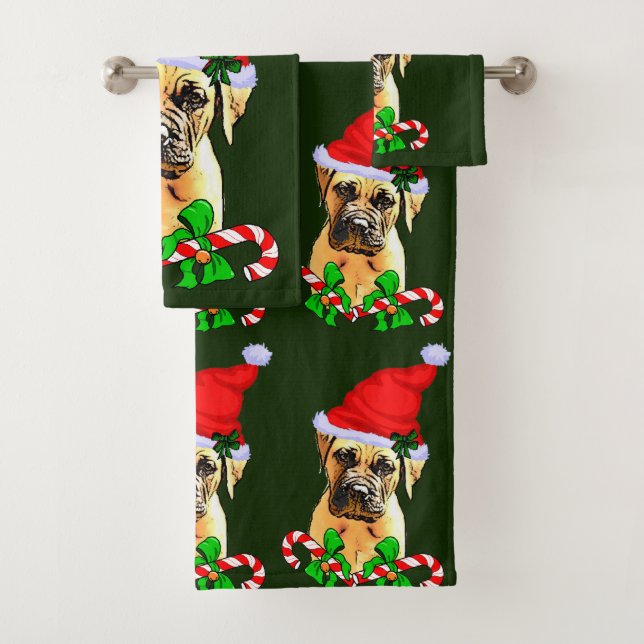 Conjunto De Toalhas Bullmastiff Natal (Insitu)
