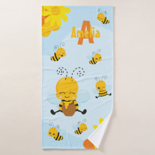 Conjunto De Toalhas Bumble Bee Feliz com Flores Pequenas Crianças