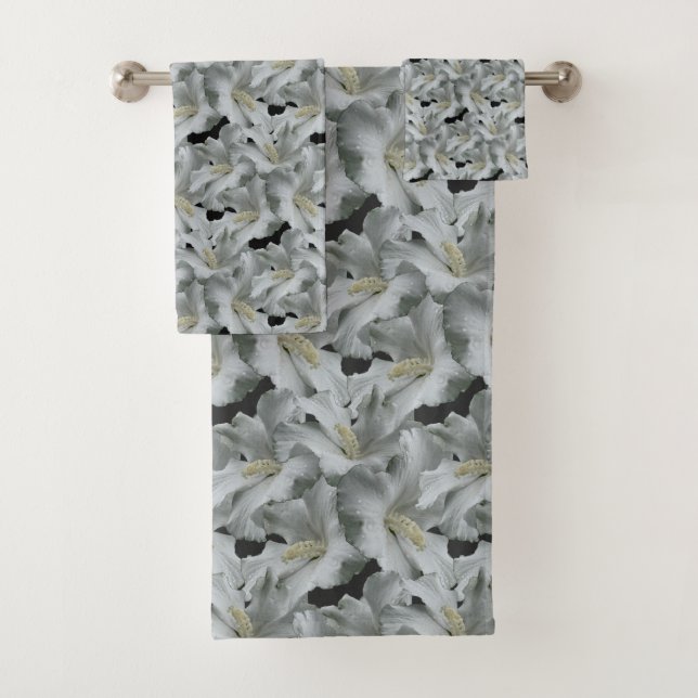 Conjunto De Toalhas Buquê de Flores de Hibisco Branco (Insitu)