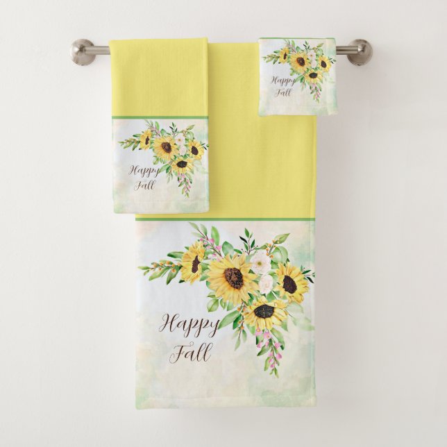 Conjunto De Toalhas Buquê de girassóis com texto personalizável (Insitu)