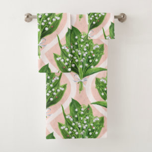 Conjunto De Toalhas Buquê de lilly das flores do vale a rosa