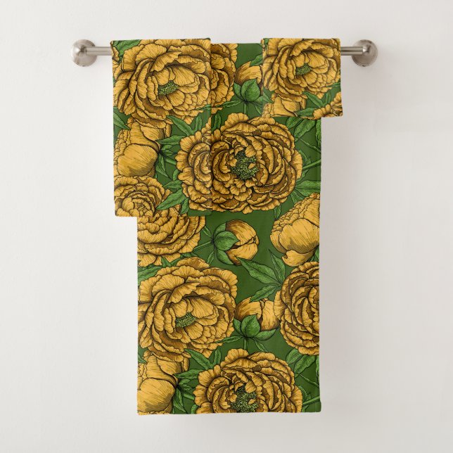 Conjunto De Toalhas Buquê de pedônia amarela (Insitu)