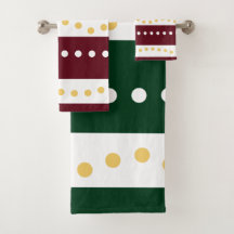 Burgundy and Emerald Stripes Polka Dots Christmas