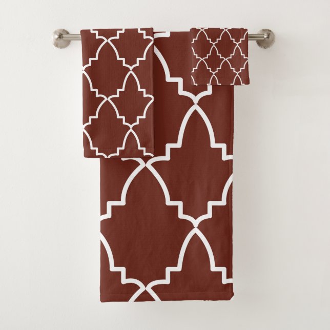 Conjunto De Toalhas Burgundy Marroquino Lattice Pattern (Insitu)