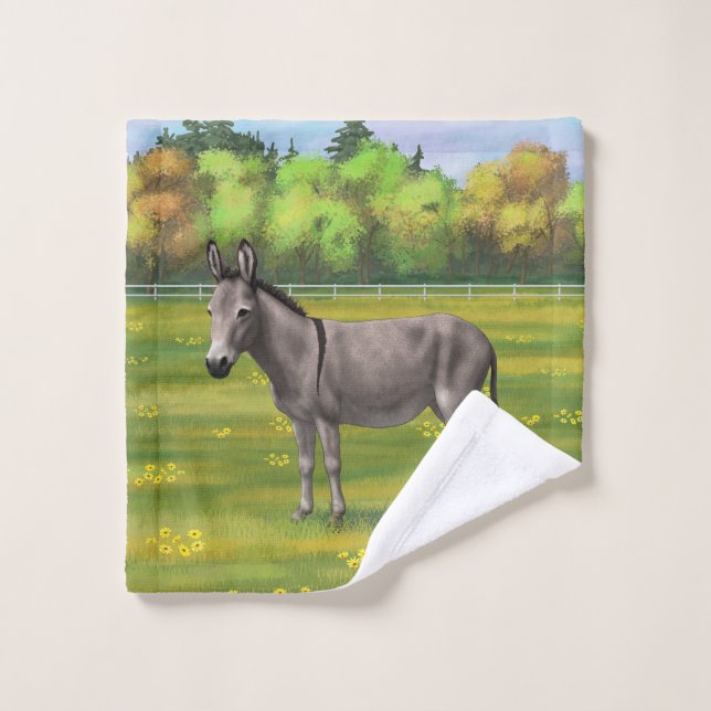 Conjunto De Toalhas Burro De Cinza De Macacos-Cu Na Pastagem (Pano de lavar)