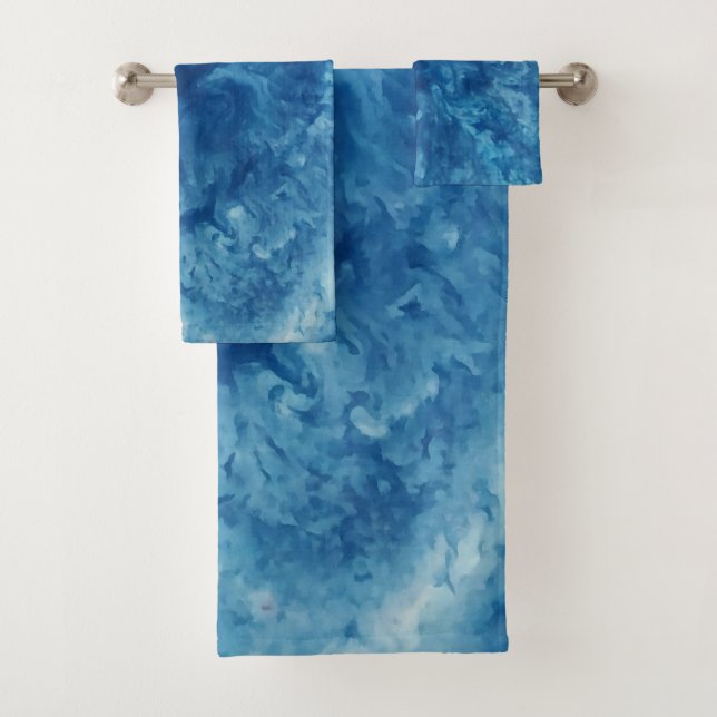 Conjunto De Toalhas Burst de Cor de Água Azul (Insitu)