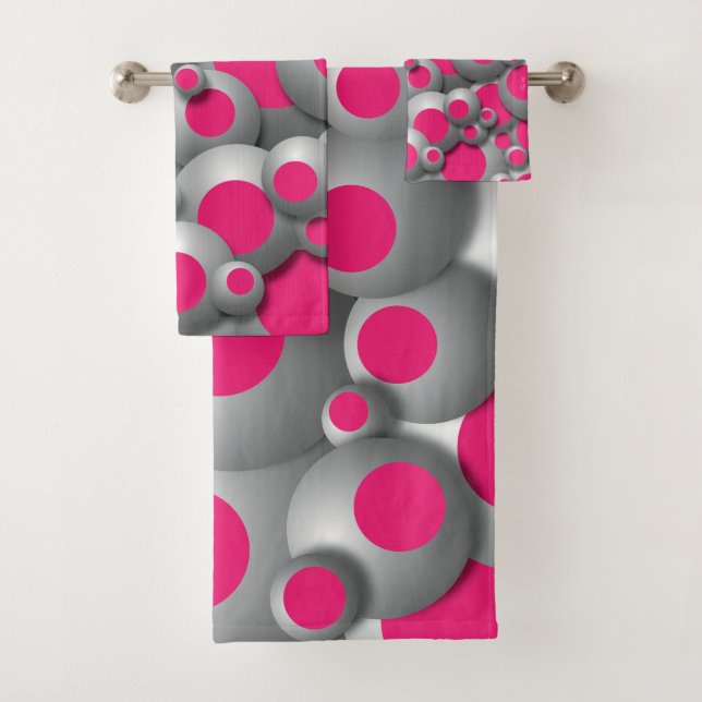 Conjunto De Toalhas Bustling Bubbles Rosa Quente (Insitu)