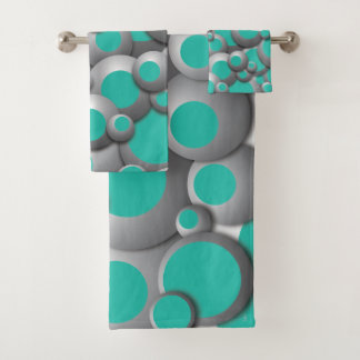 Conjunto De Toalhas Bustling Bubbles Teal