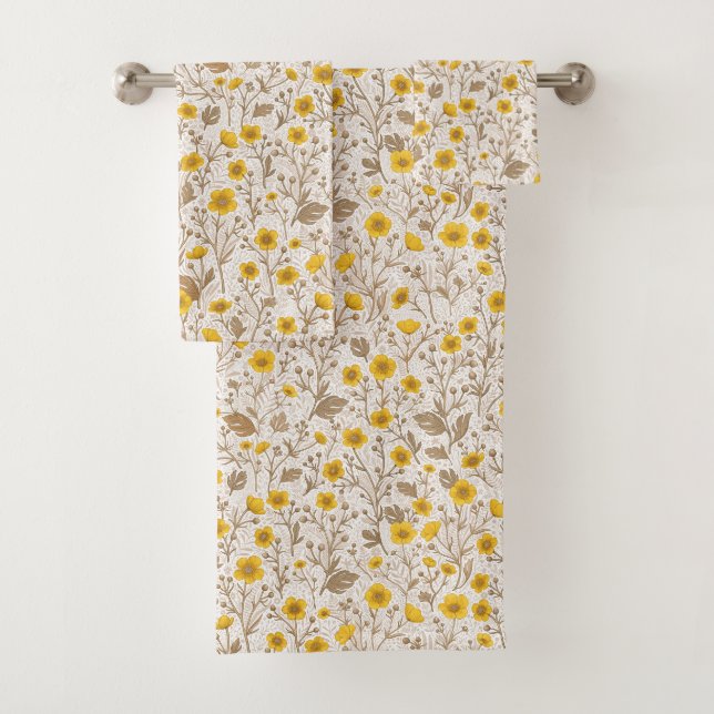 Conjunto De Toalhas Buttercups, amarelo e marrom (Insitu)