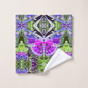 Conjunto De Toalhas Butterfly e Medallion Batik Patterno em Violet
