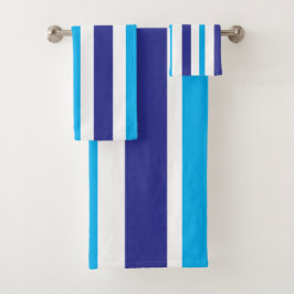 Conjunto De Toalhas Cabana Blue White Stripes