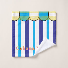 Conjunto De Toalhas Cabana Scalloped Blue White Yellow Stripes