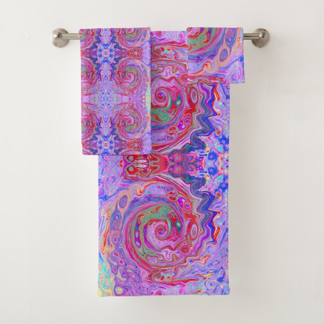 Conjunto De Toalhas Cabeça de Abstrato retrovertida, roxa e roxa rosa (Insitu)