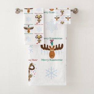 Conjunto De Toalhas Cabeça de alce Feliz Kiss Moose_Happy Ano Gnu!