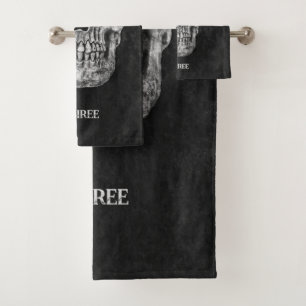 Conjunto De Toalhas Cabeça De Caveira Gótica Personalizada A Preto E