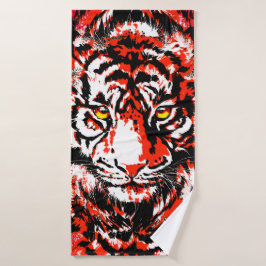 Conjunto De Toalhas Cabeça de Tigre Vermelho - Trabalho de arte de Tig