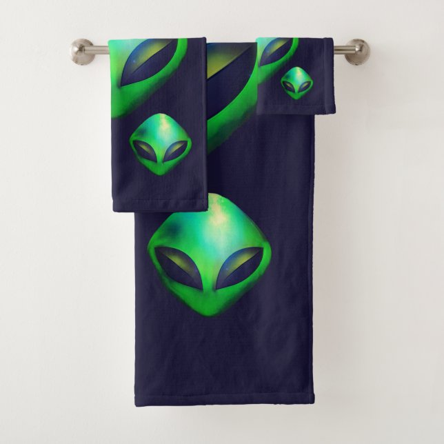 Conjunto De Toalhas Cabeças Alien "Nós Estamos Aqui"  (Insitu)