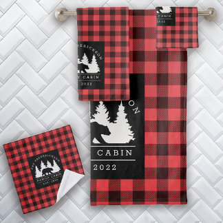 Conjunto De Toalhas Cabina de Xadrez Personalizada do Urso de Buffalo