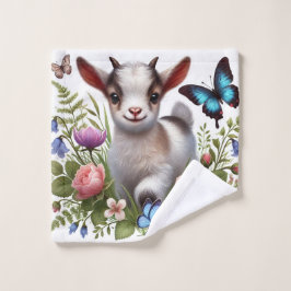 Conjunto De Toalhas Cabra-bebê com borboletas e flores coloridas