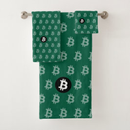 Conjunto De Toalhas Caçador de Bitcoin Verde (Estilo 2)