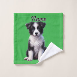Conjunto De Toalhas Cachorrinho Personalizado Border Collie Fofo