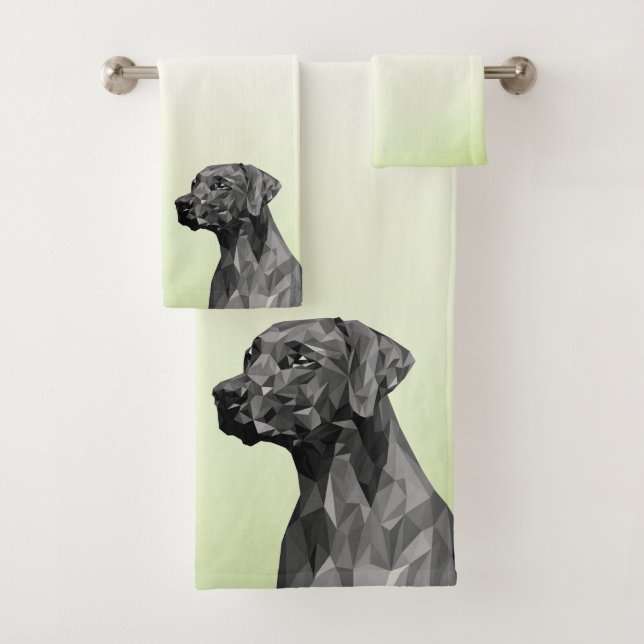 Conjunto De Toalhas Cachorro Geométrico Cinza Verde (Insitu)