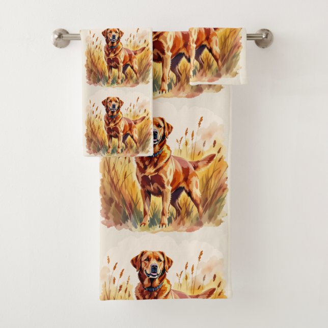 Conjunto De Toalhas Cachorro Labrador Retriever Vermelho Raposa (Insitu)