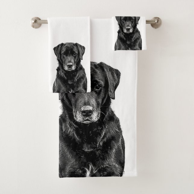 Conjunto De Toalhas Cachorro Negro-Labrador Cachorro-Pinto-Papoila-esb (Insitu)