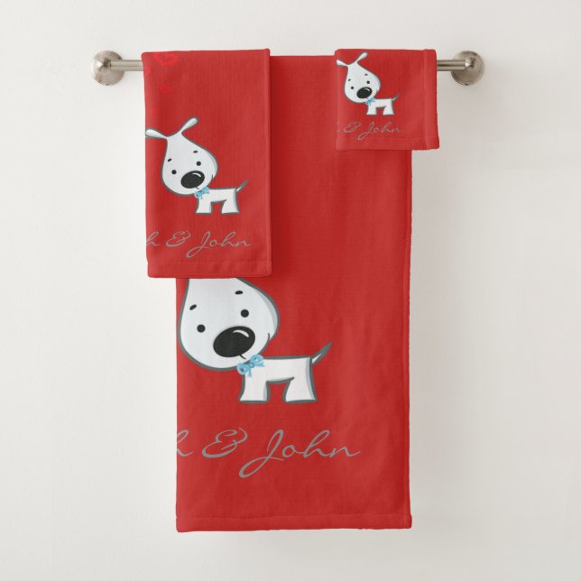 Conjunto De Toalhas Cachorros de Desenho Animado Fofo Apaixonados - Pe (Insitu)