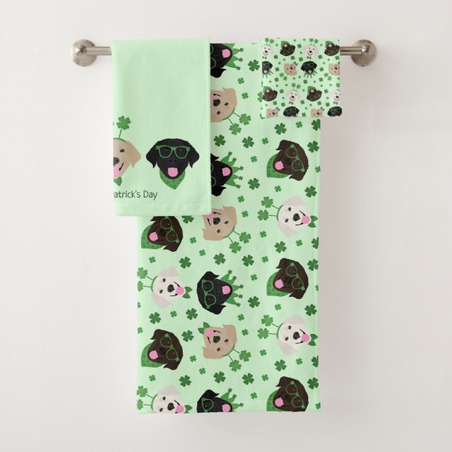 Conjunto De Toalhas Cachorros do Dia de São Patrício Feliz (Insitu)