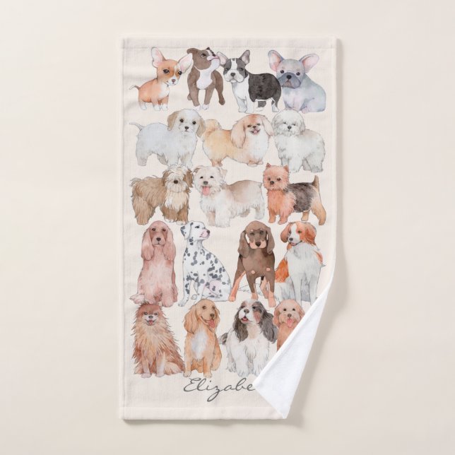 Conjunto De Toalhas Cachorros Fofos Adoráveis (Toalha de mão)