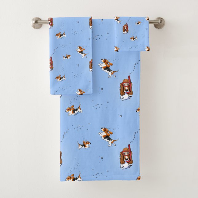 Conjunto De Toalhas Cães de Basset Snorkeling (Insitu)