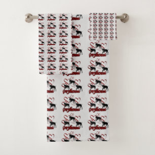 Conjunto De Toalhas Cães De Greyhound E Corações Vermelhos
