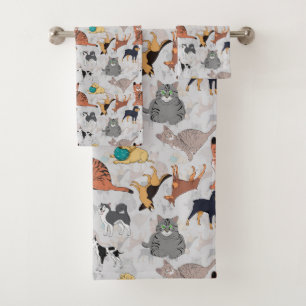 Conjunto De Toalhas Cães E Gatos, Design