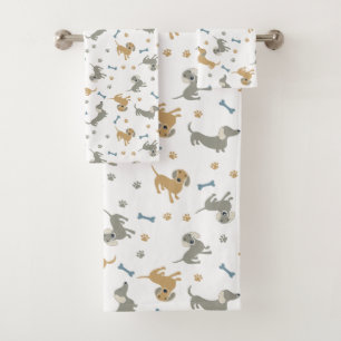 Conjunto De Toalhas Cães e patas de grão