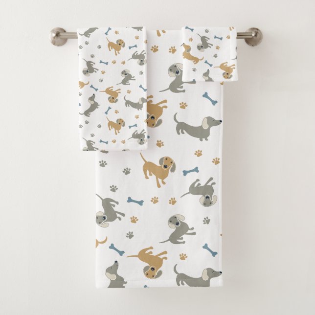 Conjunto De Toalhas Cães e patas de grão (Insitu)