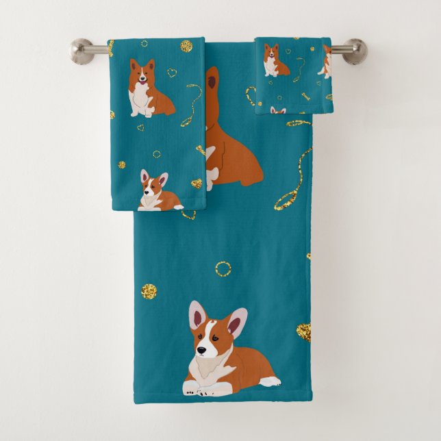 Conjunto De Toalhas Cães Engraçados De Corgi (Insitu)