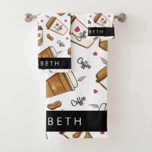 Conjunto De Toalhas Café, Café Feijão, Café, Café Lover, Seu Nome