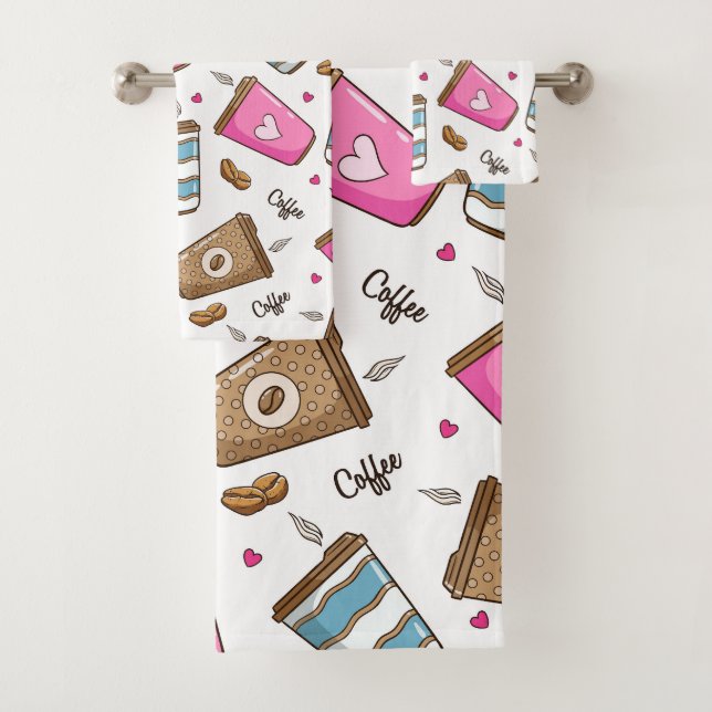 Conjunto De Toalhas Café, Café Feijão, Corações, Café Lover (Insitu)