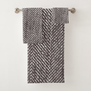Conjunto De Toalhas Café escuro Moderno, Brown Herringbone
