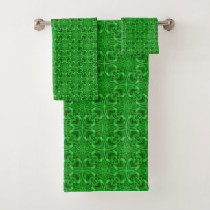 Conjunto De Toalhas Caleidoscópio celta do Fractal do verde do vintag