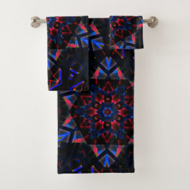 Conjunto De Toalhas Caleidoscópio com hexágono, gradiente de azul a sa