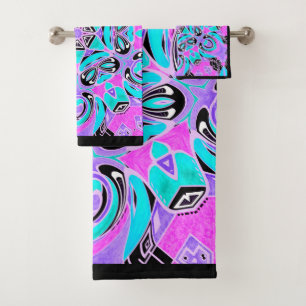 Conjunto De Toalhas Caleidoscópio de néon, mandala