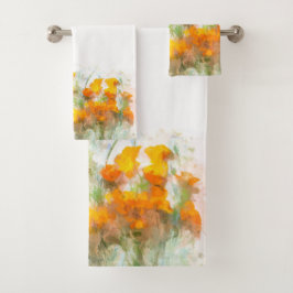Conjunto De Toalhas California Poppy Impressionística Art