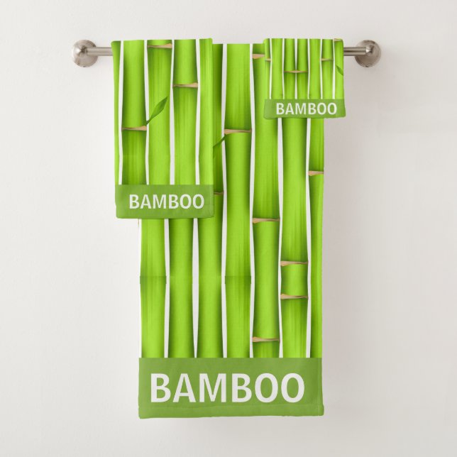 Conjunto De Toalhas Caligrafia Moderna Bambu Verde Sortudo Palitos (Insitu)