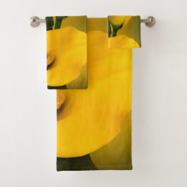 Conjunto De Toalhas Calla Lily Bright Yellow Deixa Bokeh